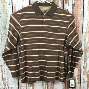 Aigle Brown Striped Long Sleeve Polo XXL